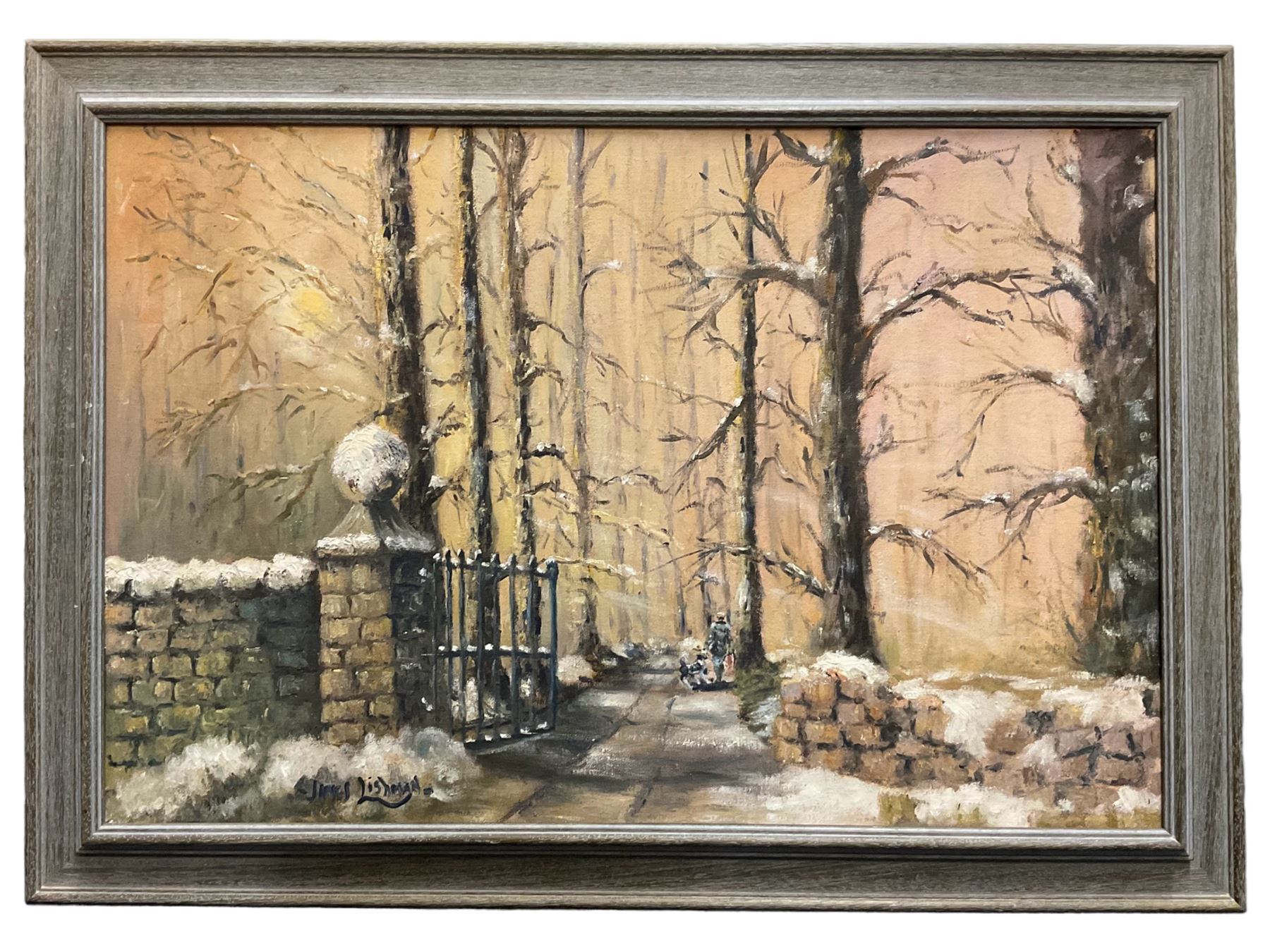 James Lishman (British 1931-2024): A Winter Wander, oil on board signed 49cm x 75cm 