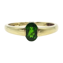  9ct gold oval green tourmaline ring, hallmarked  