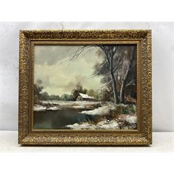 Charles Percy (French 1930-): Winter Landscape, oil on canvas signed 44cm x 54cm