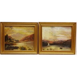  'Scafell Pike' and 'Langdale Fell', two 19/20th century oils on canvas one signed G Beattie, the other signed with initials, both titled verso 25.5cm x 30.5cm (2)  