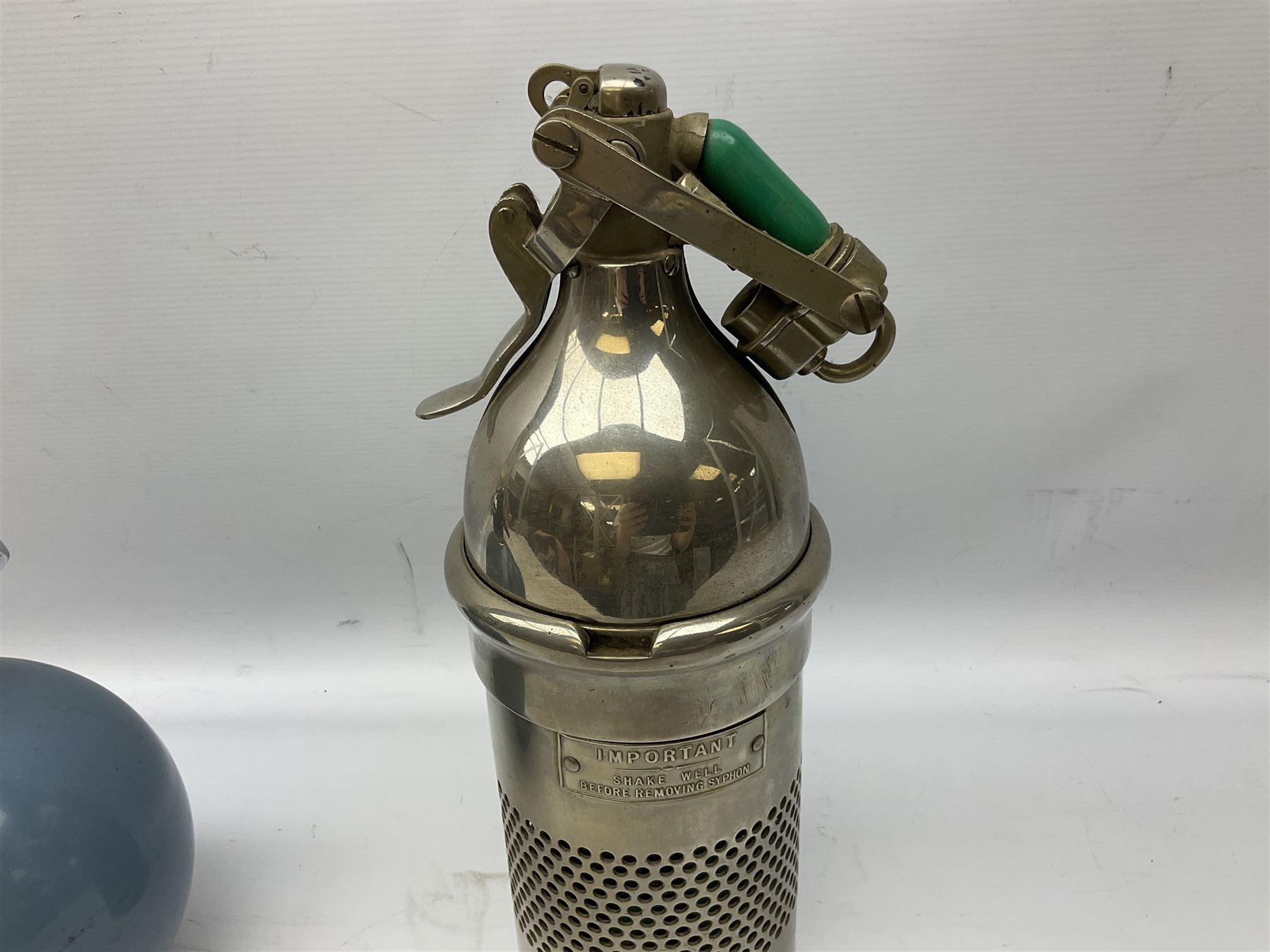 Sparklet 'The Prana' soda siphon charger, together with a Sparklets 'Globemaster' soda siphon in blue, circa 1960-80, tallest H38cm