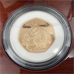 The Royal Mint United Kingdom 2019 'The Gruffalo and Mouse' gold proof fifty pence coin, cased with certificate