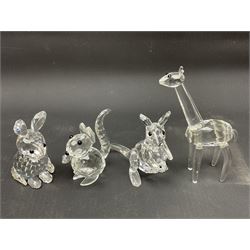Collection of Swarovski Crystal animals, to include hedgehogs, snails, birds, mice and snakes, etc