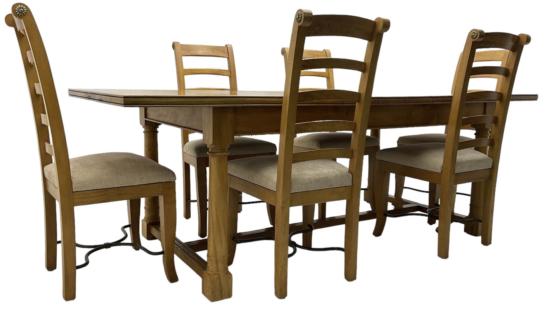 Barker & Stonehouse - rectangular flagstone dining table and a set of six ladder back dining chairs 