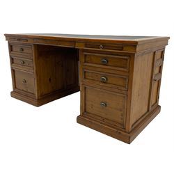 Barker & Stonehouse - Villiers reclaimed eastern pine twin pedestal desk, faux leather inset top