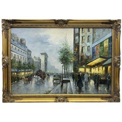 French School (20th century): Victorian Street Scene, oil on canvas unsigned 59cm x 90cm