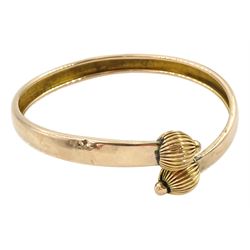 Early 20th century 9ct gold torque bangle with 14ct gold bead terminals