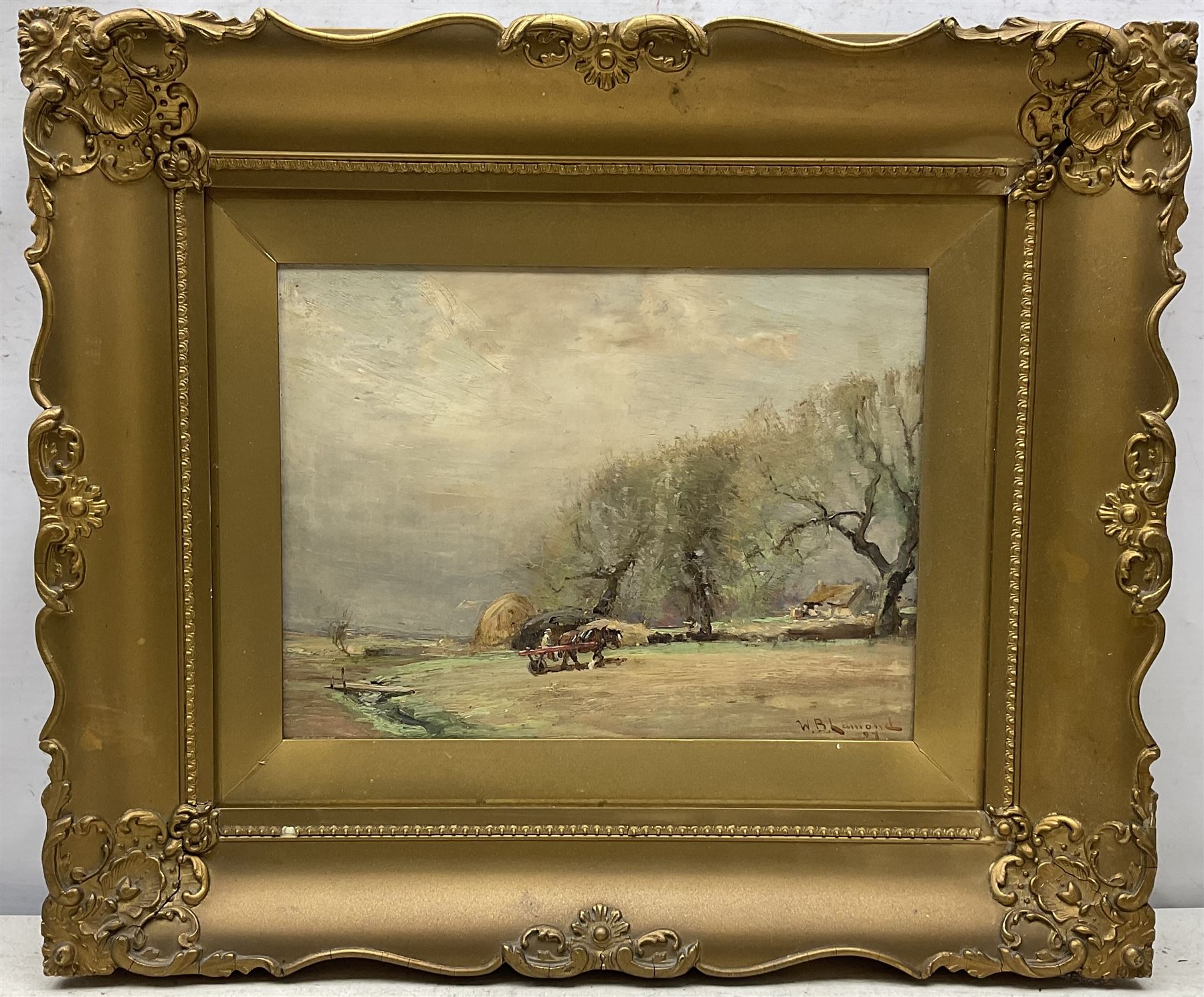 William Bradley Lamond (Scottish 1857-1924): Clouds Gathering Over the Plough, oil on canvas laid onto panel signed 23cm x 31cm 