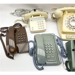 Collection of vintage telephones, including three trimphones. 