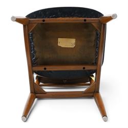 Henning Kjaernulf (1911–1975) for Korup Stolefabrik - Danish mid-century teak framed model 23 chair with black leatherette upholstery