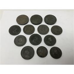 Two George III halfpenny coins dated 1799 and 1806, four pennies dated three 1806 and 1807, four 1797 cartwheel pennies and three 1797 cartwheel two pence coins