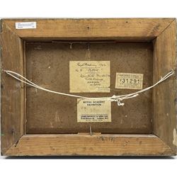 Reginald Grange Brundrit RA, ROI (British 1883-1960): 'Catton', oil on panel signed, titled verso with artist's address label 25cm x 35cm
Provenance: exh. Royal Academy 1952, Cat. No. 815, label verso