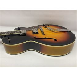 Gretsch G2420/ABB semi-acoustic guitar with three-tone sunburst finish, serial no.IS191201597, L107cm overall; in original hard carrying case dated 2019.