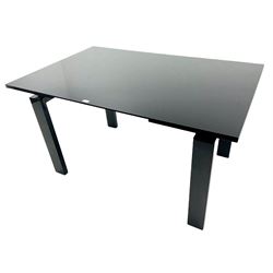 Casabella Dolce Vita black gloss and glass extending dining table, rectangular, and set six chairs black and white dining chairs