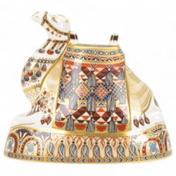 Royal Crown Derby paperweight, Camel with gold stopper, H16cm