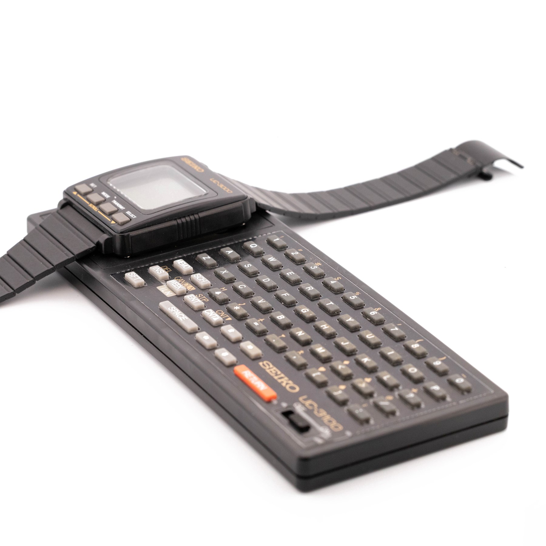 Seiko UC-3000 Memo Diary gentleman's quartz digital wristwatch, boxed with instruction manual and receipt dated 1989