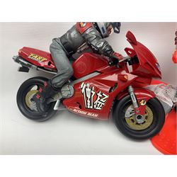 Action Man - six modern figures with associated vehicles/accessories comprising Mission Grand Prix car, motorbike with sidecar, go-kart, motorbike, snowboard and bicycle 