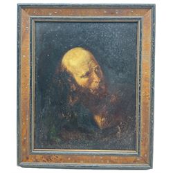 After Christian Wilhelm Ernst Dietrich (German 1712-1774): Head and Shoulders Portrait of Bald Bearded Man, 20th century oil on board unsigned 24cm x 20cm