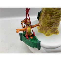 Six Disney Winnie the Pooh Christmas snow globes, comprising large Mr Christmas Holiday Snowfall, An Enchanted Christmas, It's A Small World Christmas 1994,  Tree Trimming, 1995 Christmas At Our House and Christmas Band Concert, together with Mr Christmas Holiday Go Round, all with boxes (7)