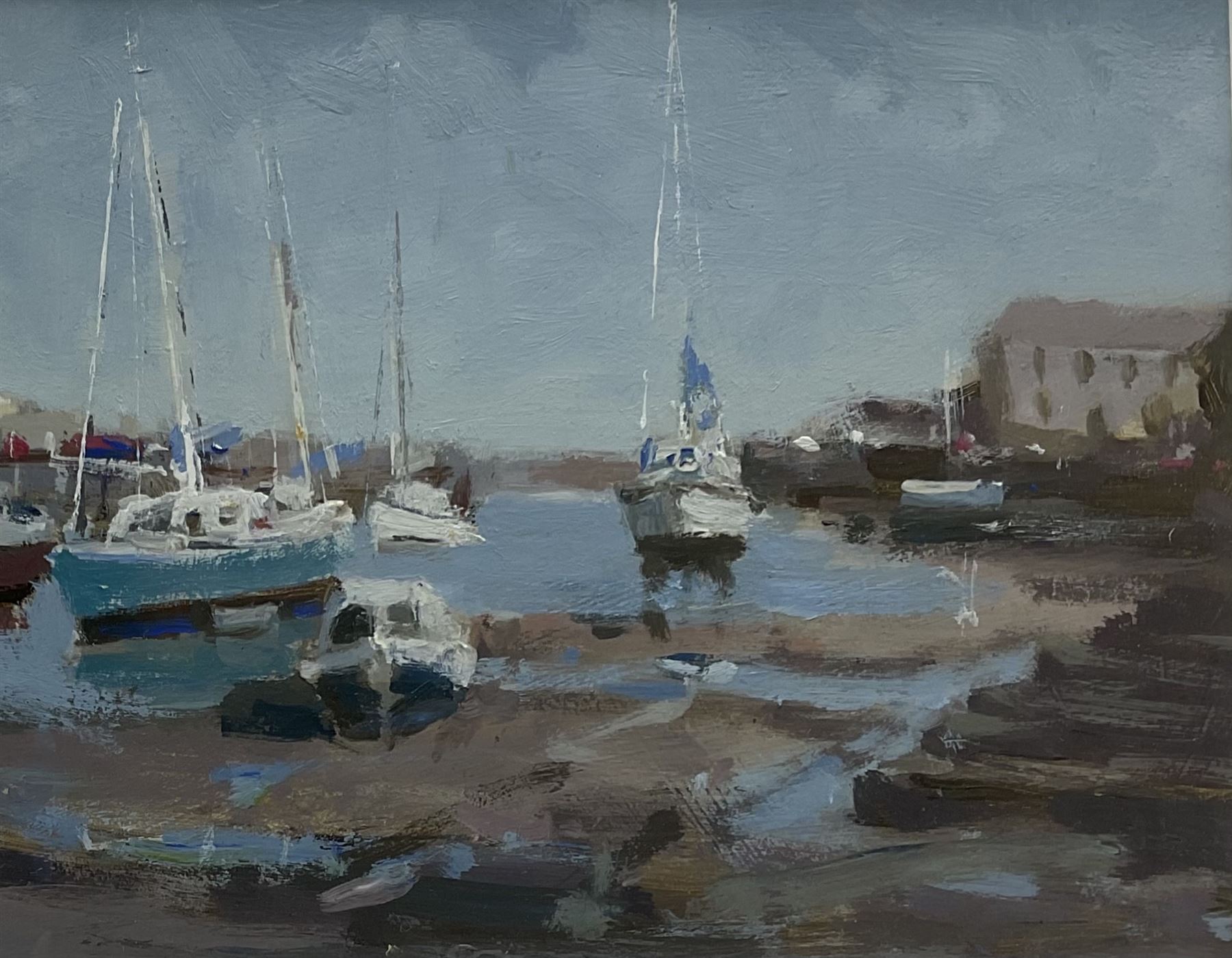John Boyce (British 1938-): Yachts in the Harbour at Low Tide, oil on board unsigned 19cm x 24cm