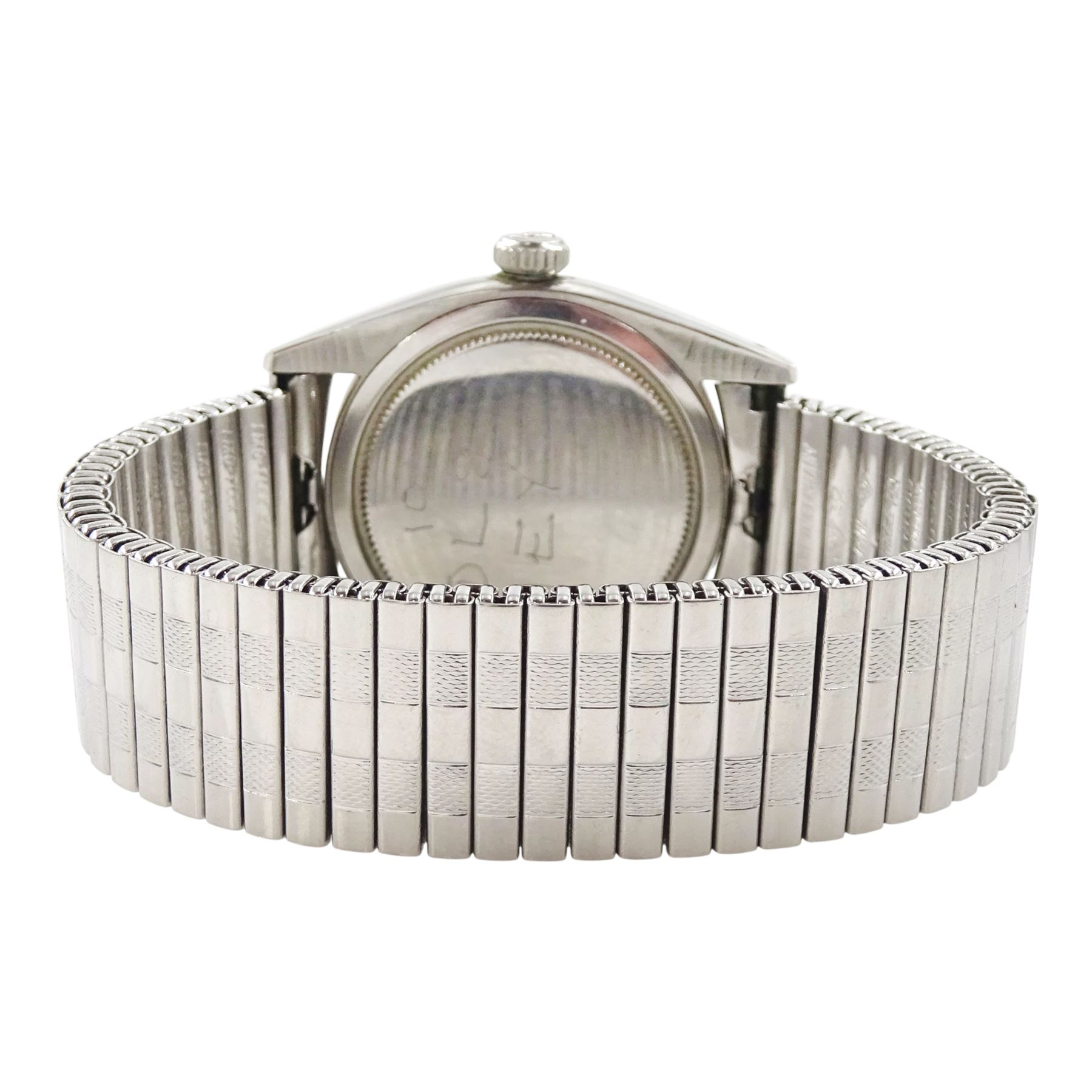 Rolex Oyster Precision gentleman's stainless steel manual wind wristwatch, circa 1959, Ref. 6427, serial No. 455994, cream dial with dagger and baton hour markers, on expanding bracelet, boxed