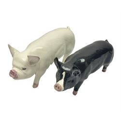 Two beswick rare breed pigs, comprising Middlewhite Boar No 4117 and Berkshire Boar No 4118, with printed marks beneath 