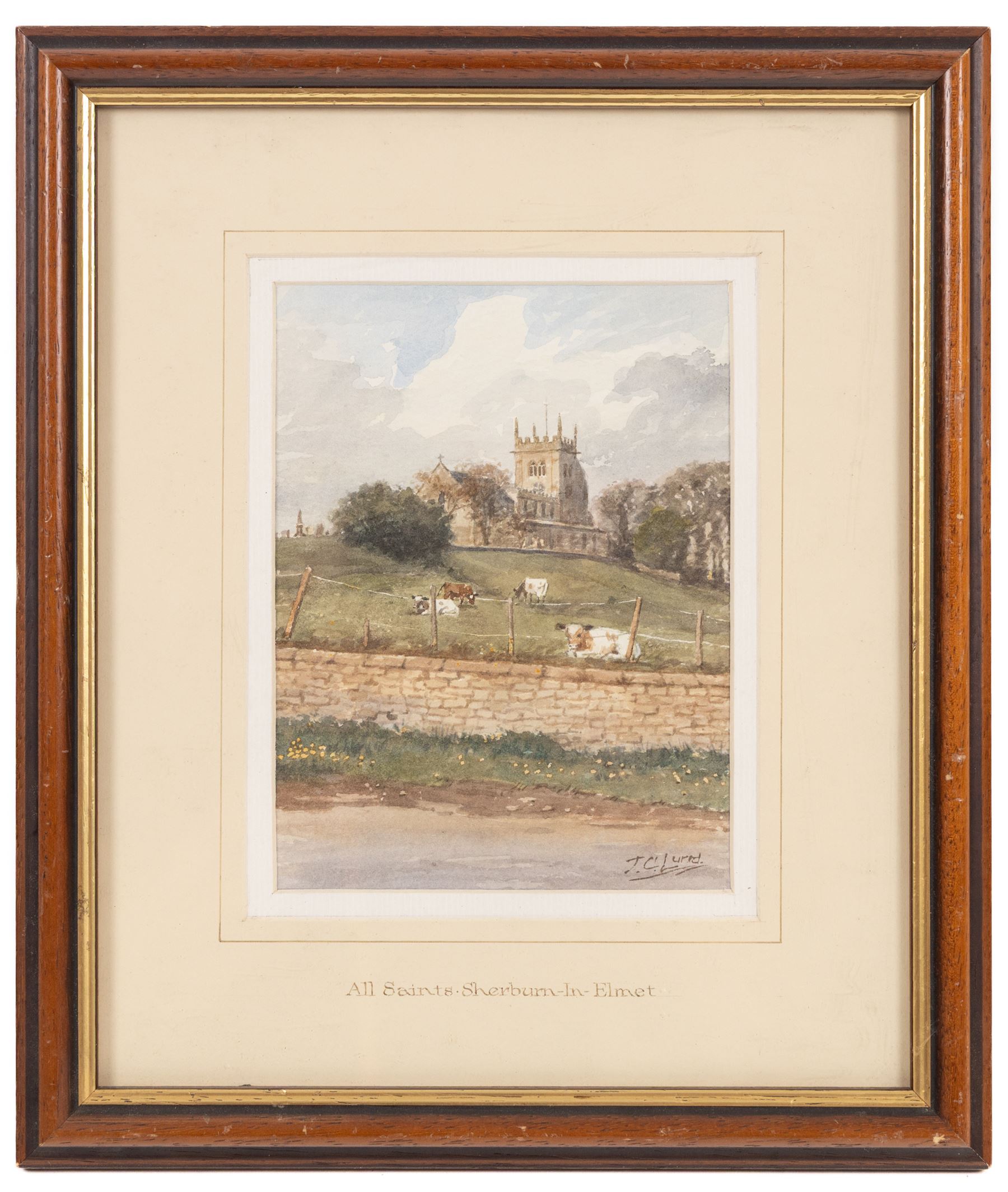 John Cecil Lund (British 1932-): 'All Saints - Sherburn-In-Elmet', watercolour signed, titled on the mount 18cm x 14cm 