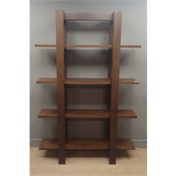  Wren Furniture - oak four tier open bookcase shelving unit, W120cm, H180cm, D43cm  