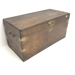 Early 20th century camphor wood chest, single hinged lid, brass strapping, W105cm, H51cm, D50cm
