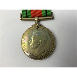 WW1 group of three medals comprising British War Medal and Victory Medal in issue box and Ceylon Volunteer Service Medal awarded to 10288 Pte. M. Smith R. Fus.; together with a later awarded WW2 Defence Medal in modern box with slip; and his QEII Imperial Service Medal in case and box with certificate dated 1959