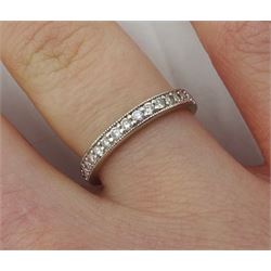 Gold channel set diamond half eternity ring, hallmarked 9ct, total diamond weight 0.25 carat