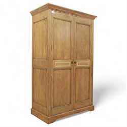 Barker & Stonehouse - Contemporary mango wood double wardrobe, panelled doors with contras...