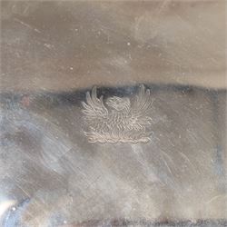 Silver cigarette box with presentation inscription, the hinged cover engraved with the crest of The Worshipful Company of Painter-Stainers W14cm London 1965 Maker Cohen & Charles and a silver napkin ring