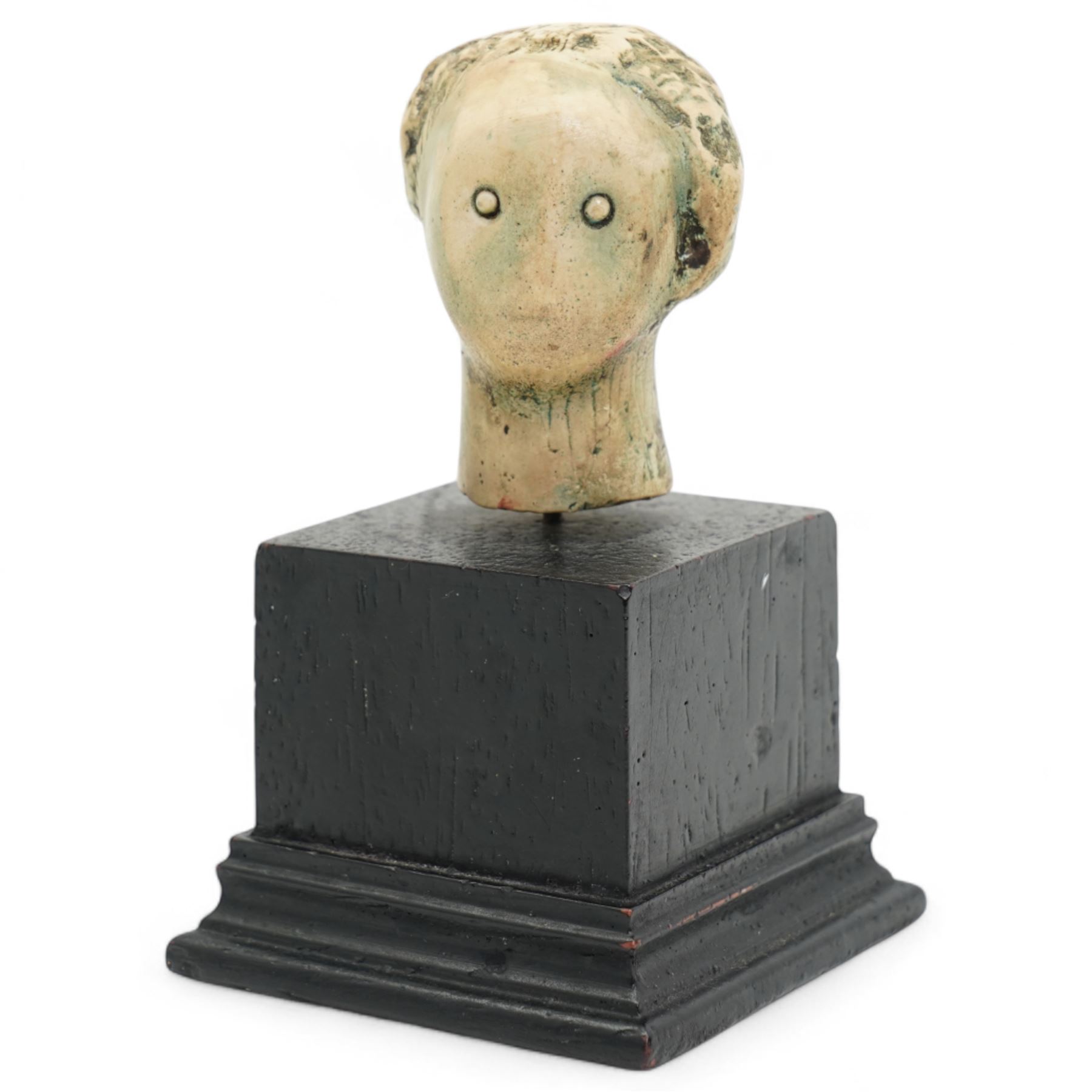 After Henry Moore (British 1898-1986): 'Head', plaster maquette sculpture, base marked with affixed catalogue label inscribed 'Head: 1957 Archive 0052852', W6.5cm H11cm