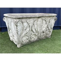 Large white finish composite stone garden planter, decorated with scrolling anthemion motifs - THIS LOT IS TO BE COLLECTED BY APPOINTMENT FROM DUGGLEBY STORAGE, GREAT HILL, EASTFIELD, SCARBOROUGH, YO11 3TX