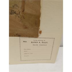 Joseph Rhodes (British 1782-1854): 'Sketches of Old Farm Houses at Flamborough', pair watercolours mounted as one unsigned 16cm x 27cm 
Provenance: collection of Alfred A Haley, Walton, Wakefield, label beneath the mount