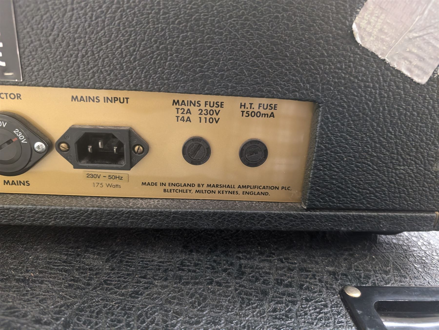 Marshall 1987X 50 watt plexi guitar amplifier head with master volume modification (screwdriver control on back), together with a Marshall 1960 4 x 12 speaker cabinet on casters, head H25cm, W65cm, cab H83cm, W76cm