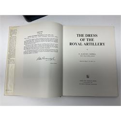 The Royal Artillery Commemoration Book 1939-1945 Published on behalf of The Royal Artillery Benevolent Fund by G. Bell & Sons Ltd. 1950. Fully illustrated. Blue cloth/gilt binding in printers box; together with Campbell D. Alastair: The Dress of the Royal Artillery. 1971. Dustjacket (2)