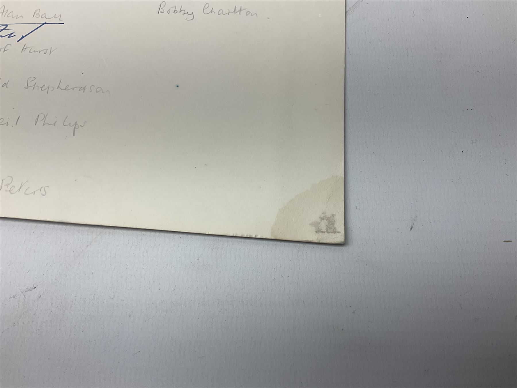 Hendon Hall Hotel letter heading signed by nineteen players and staff of the England football team including Alf Ramsey, Gordon Banks, Nobby Stiles, Jack Charlton, Alan Ball, Geoff Hurst, Martin Peters, Roger Hunt, Bobby Charlton, Norman Hunter, Francis Lee, Alan Mullery, Bob McNab etc probably before the 15th January1969 game against Romania as also signed by Paul Reaney