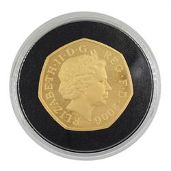 Queen Elizabeth II 2006 gold proof fifty pence coin 'The Victoria Cross 1856 2006', cased with certificate 