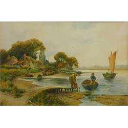  Village River Scene, watercolour signed by Albert Haselgrave (British 19th Century) 29cm x 43cm  