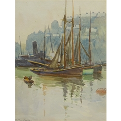 Margaret Crawshaw (British exh.1913): Yachts in Whitby Harbour, watercolour signed 27cm x 20cm