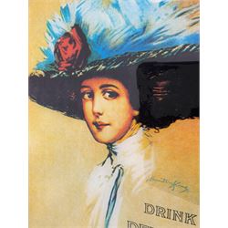 Late 20th century 'Coca Cola' style mirror (64cm x 89cm), and a 20th century frameless mirror (44cm x 67cm)