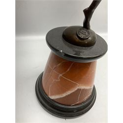 Art Deco bronze figure of a dancer, the domed base with B Zack signature, signed and with foundry mark, upon a tapering marble base H65cm