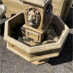 Four piece composite stone hexagonal garden centrepiece - THIS LOT IS TO BE COLLECTED BY APPOINTMENT FROM DUGGLEBY STORAGE, GREAT HILL, EASTFIELD, SCARBOROUGH, YO11 3TX