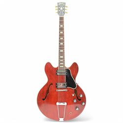 1967 Gibson ES-335 TDC electric guitar, in cherry red finish, made in USA, semi-hollow bod...