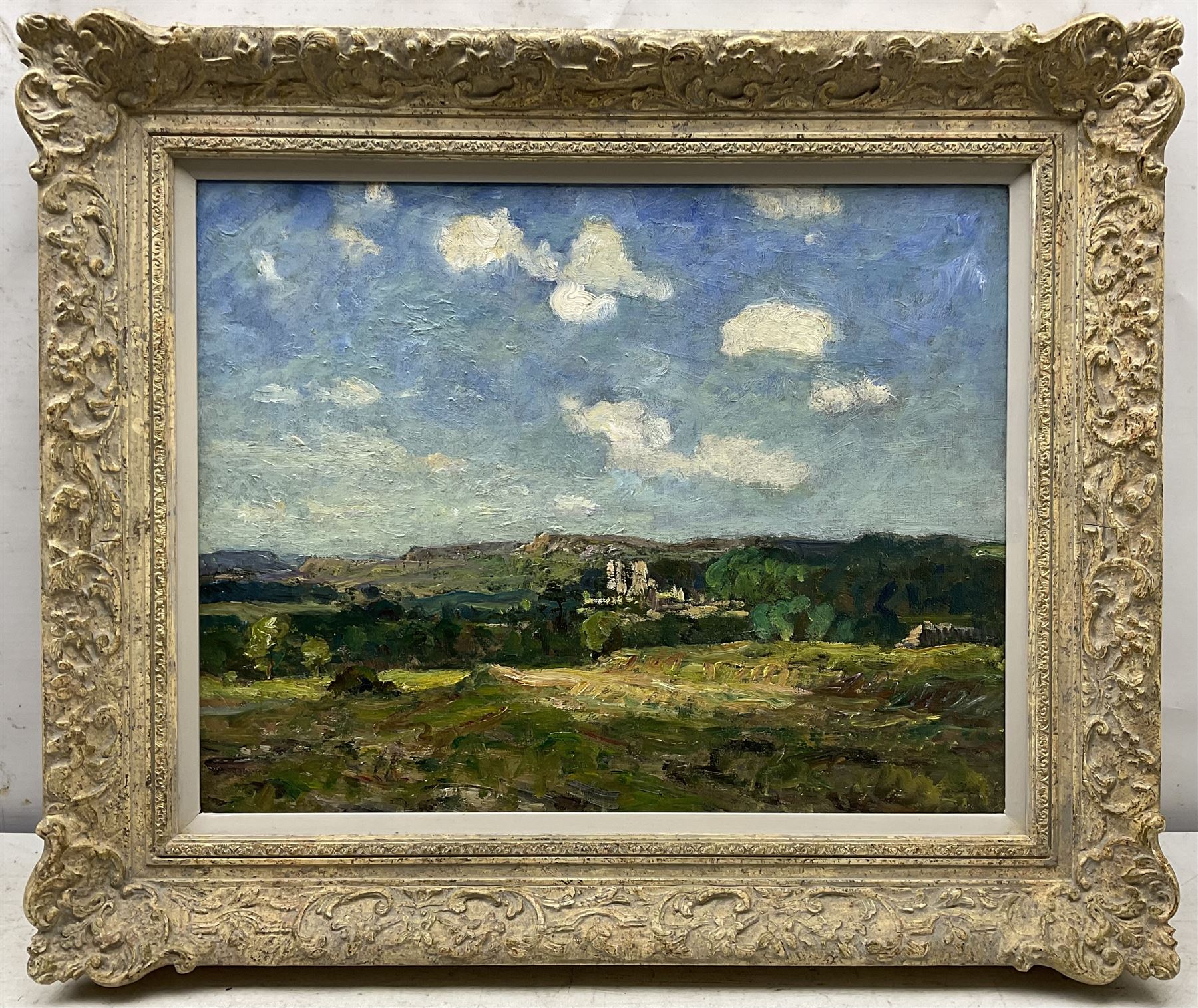 Reginald Grange Brundrit RA ROI (British 1883-1960): 'Castle Bolton', oil on canvas, signed and titled verso 35cm x 45cm