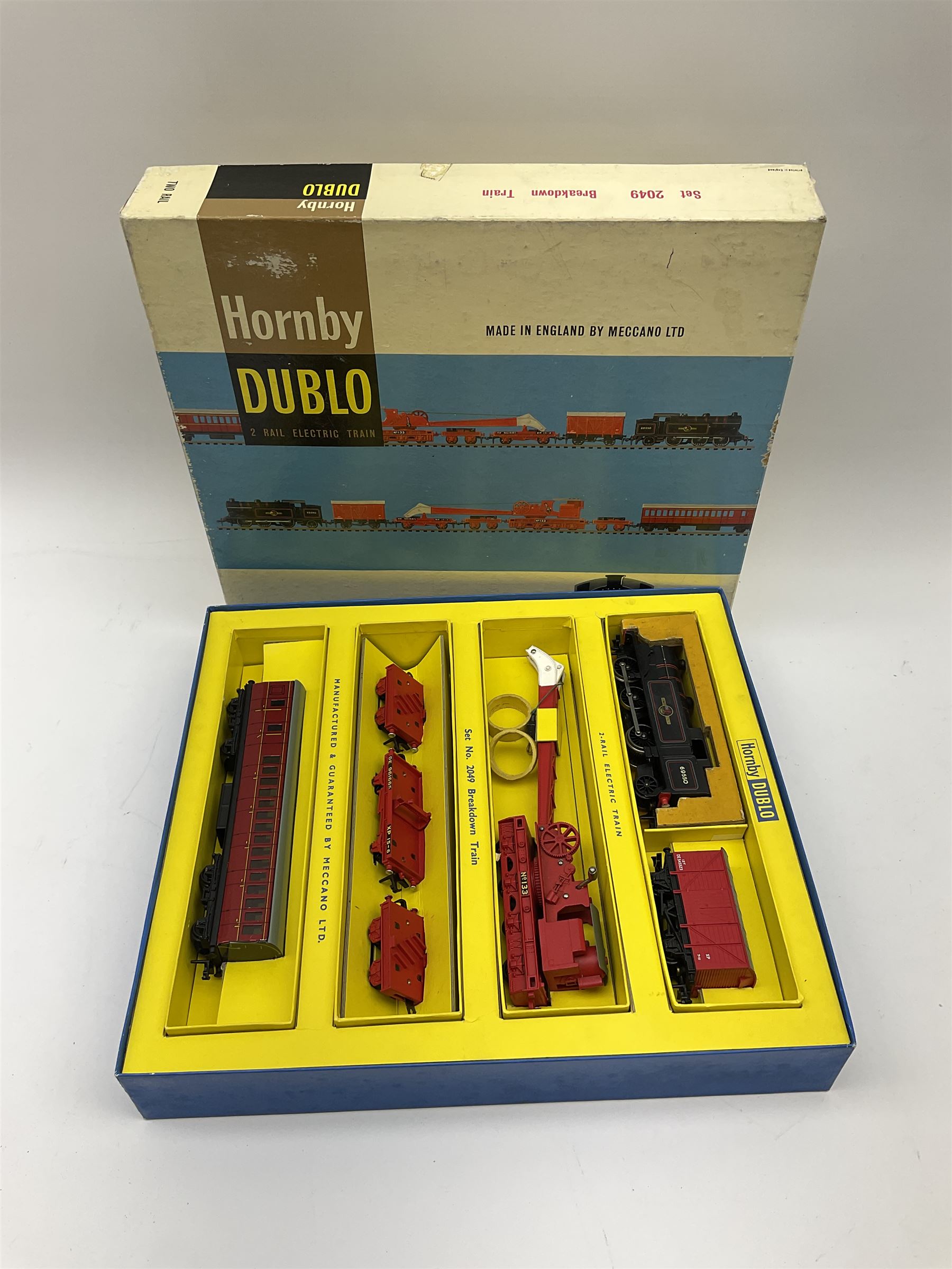 Hornby Dublo - two-rail set 2049 Breakdown Train with Class N2 0-6-2 tank locomotive no.69550, boxed.