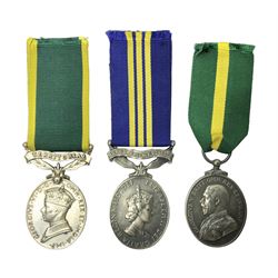 Territorial Efficiency Medal awarded to 2036048 Spr F.A. Furnell R.E.; Territorial Force Efficiency Medal; and Army Emergency Reserve Decoration; all with ribbons (3)
