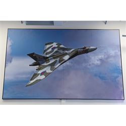 Large three piece print of an Avro Vulcan B2 XH558 plane, on three sections of foamex